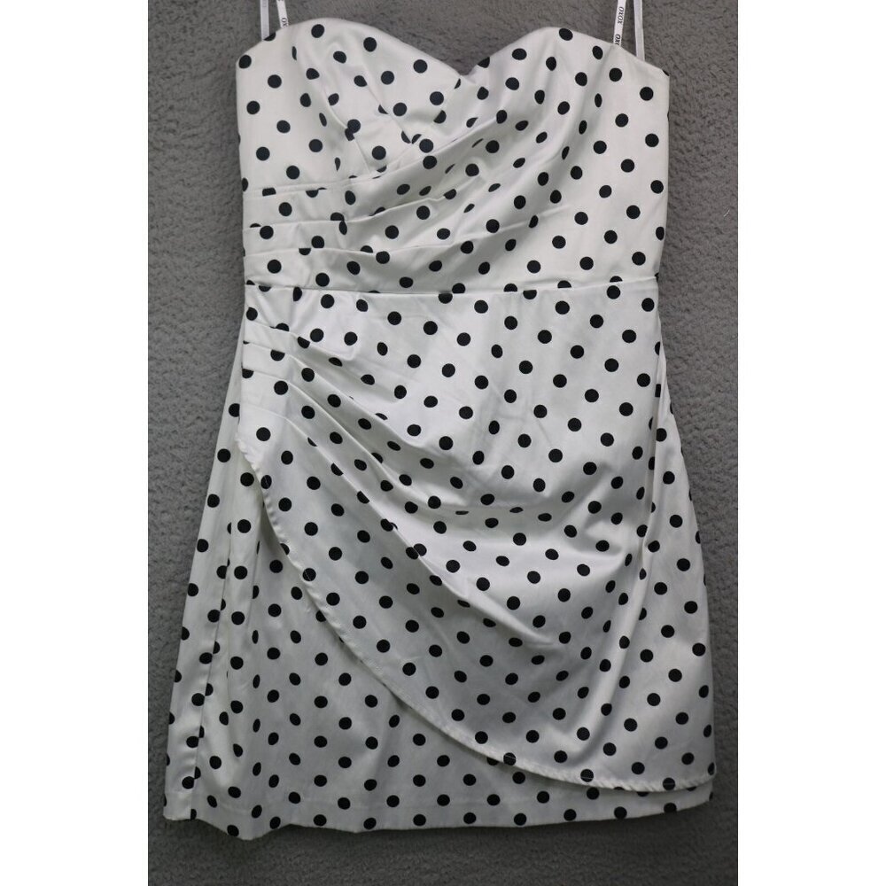 XOXO Strapless Satiny Polka Dot Mini‎ Dress-Size 9-Party-Empire Waist-Cocktail
